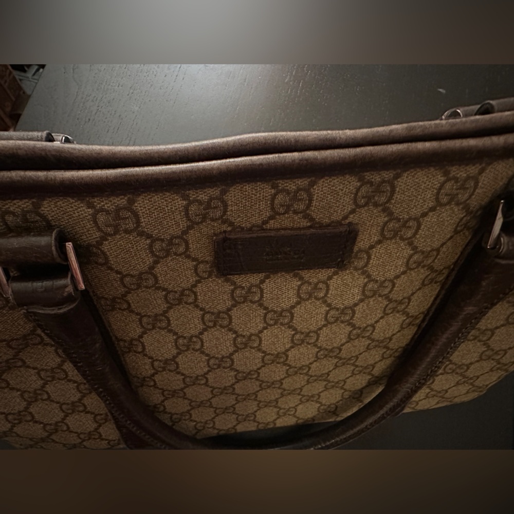 Gucci GG Supreme Canvas Tote Brown | Leather Trim | Authentic w COA - Picture 10 of 14